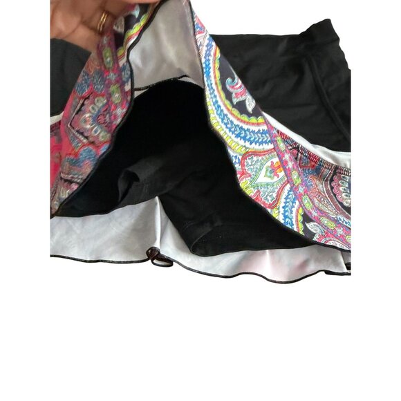 SOFIBELLA Black Ruffle Multicolor Paisley Tennis Pickleball Skort Size Large - Picture 8 of 10